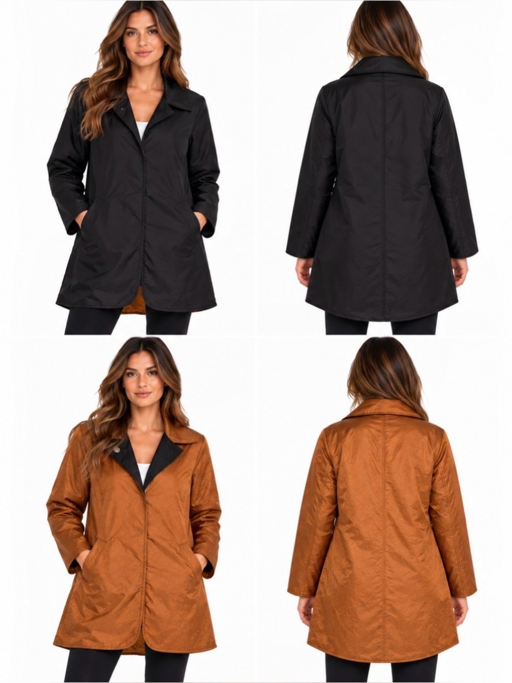 MYCRA PAC LIFE Black Copper Bronze Reversible Nylon Raincoat Travel Jacket P XS
